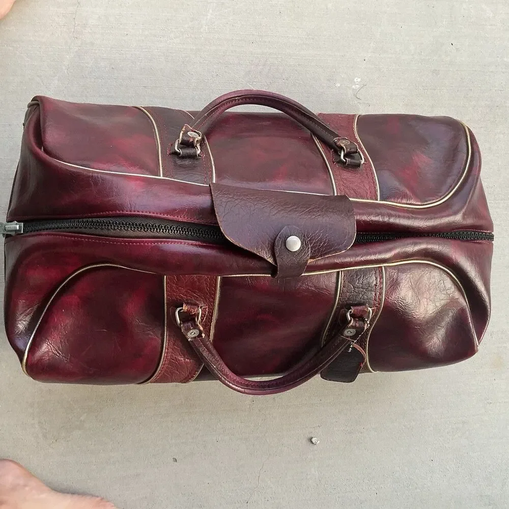 Vintage MacGregor USA Burgundy Sports Duffel Travel Bag Talon Zipper 24” Retro